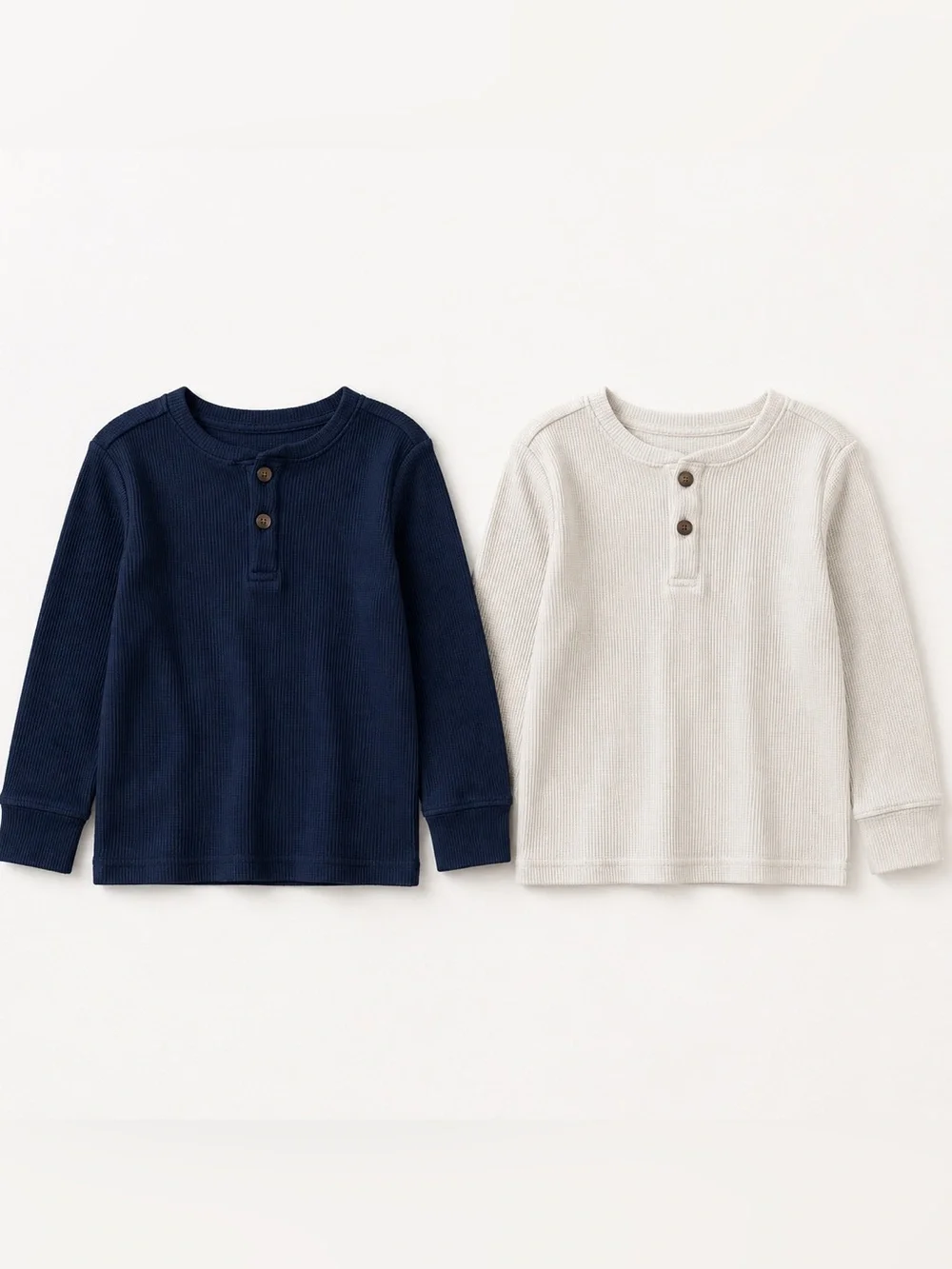The Children’s Place Boys 3T Thermal Henley Shirts Navy Cream 2-Pack